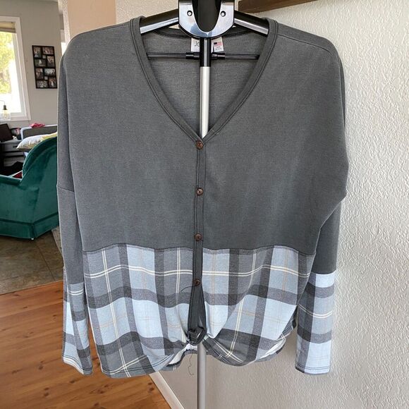 Jody California Plaid Button Down Long Sleeve Women's Blouse Shirt Size Small - Picture 1 of 5